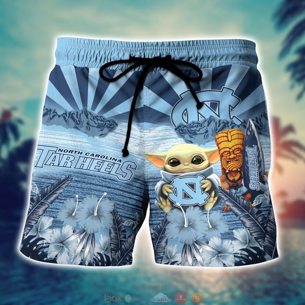 North Carolina Tar Heels NCAA Baby Yoda Hawaiian Shirt Shorts 1 2 3