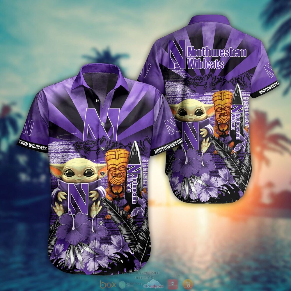 Northwestern Wildcats NCAA Baby Yoda Hawaiian Shirt Shorts