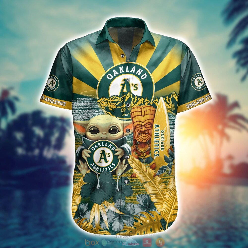 Oakland Athletics MLB Baby Yoda Hawaiian Shirt Shorts 1