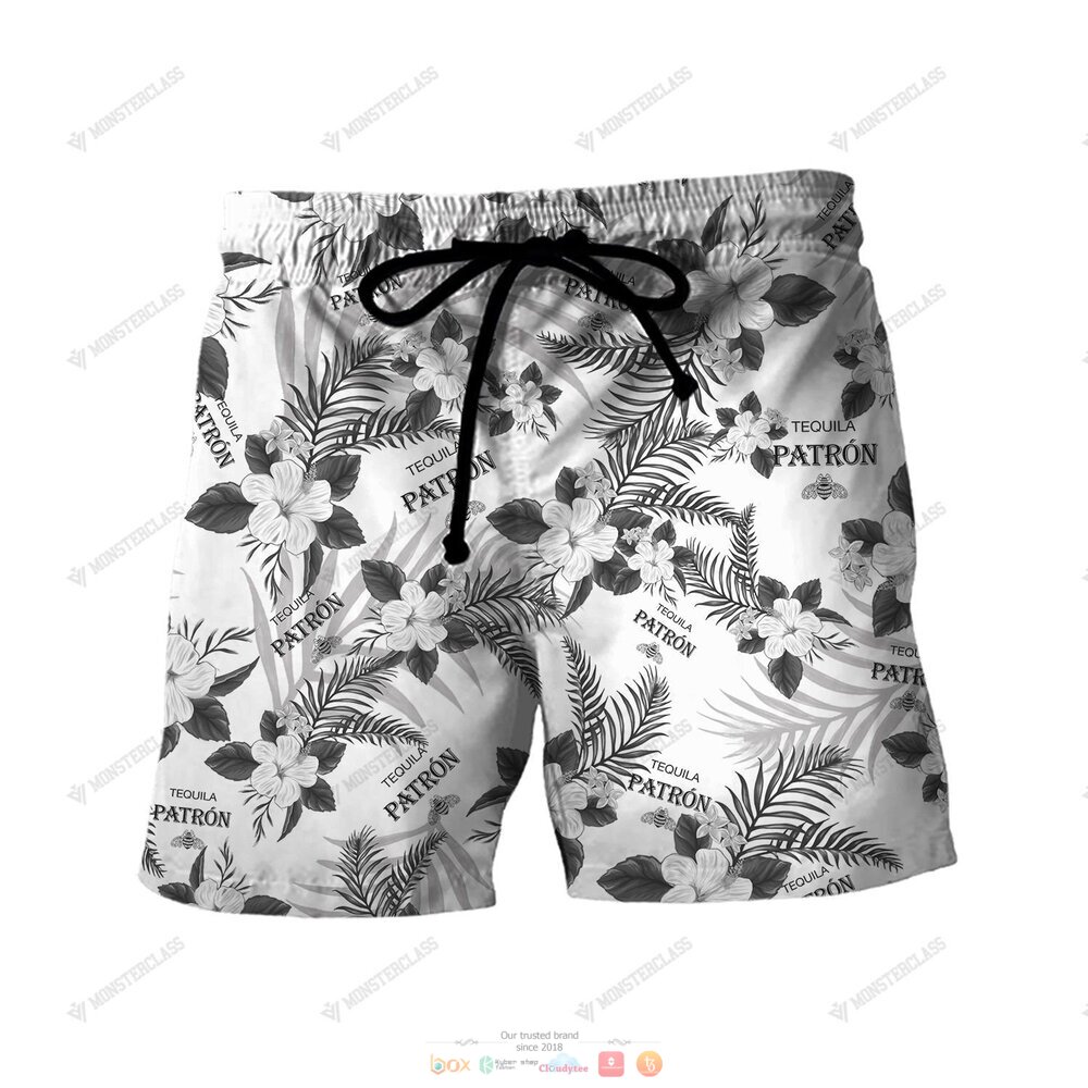 Patron Tequila Tropical Plant Hawaiian Shirt Shorts 1