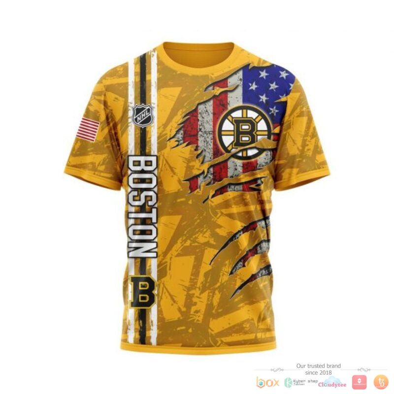Personalized Boston Bruins With American Flag 3d shirt hoodie 1 2 3 4 5