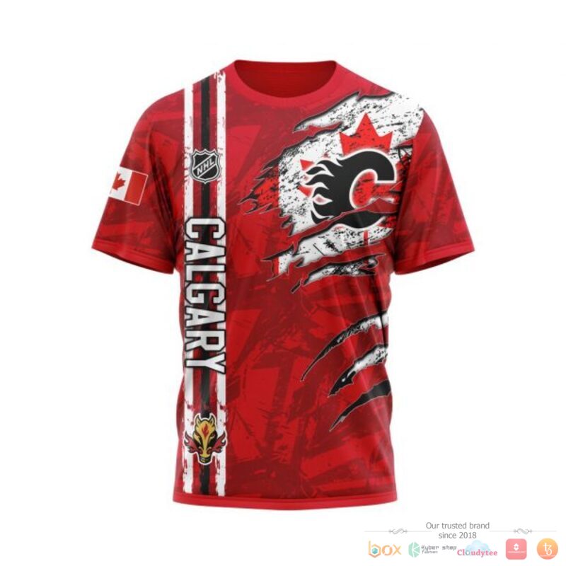 Personalized Calgary Flames With Canada Flag 3d shirt hoodie 1 2 3 4 5