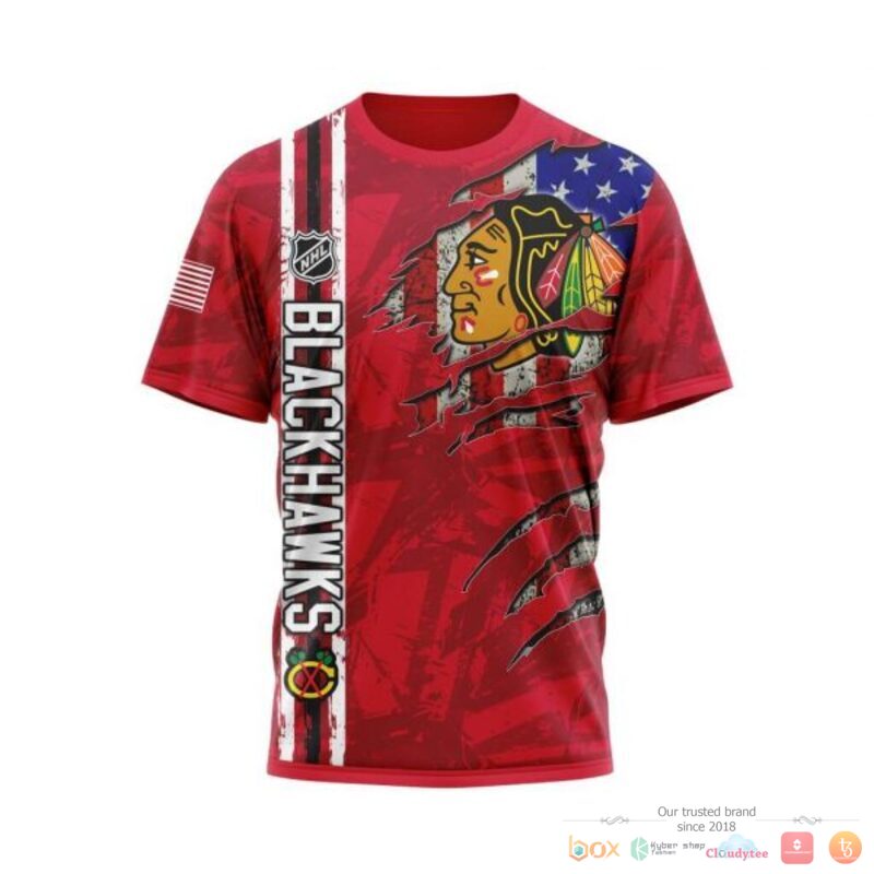 Personalized Chicago Blackhawks With American Flag 3d shirt hoodie 1 2 3 4 5