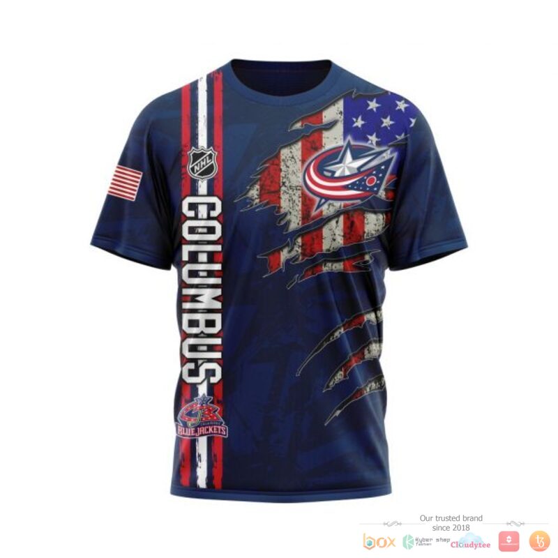 Personalized Columbus Blue Jackets With American Flag 3d shirt hoodie 1 2 3 4 5