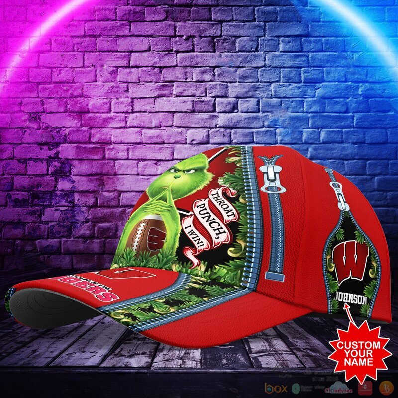 Personalized Grinch Wisconsin Badgers NCAA Custom Cap 1