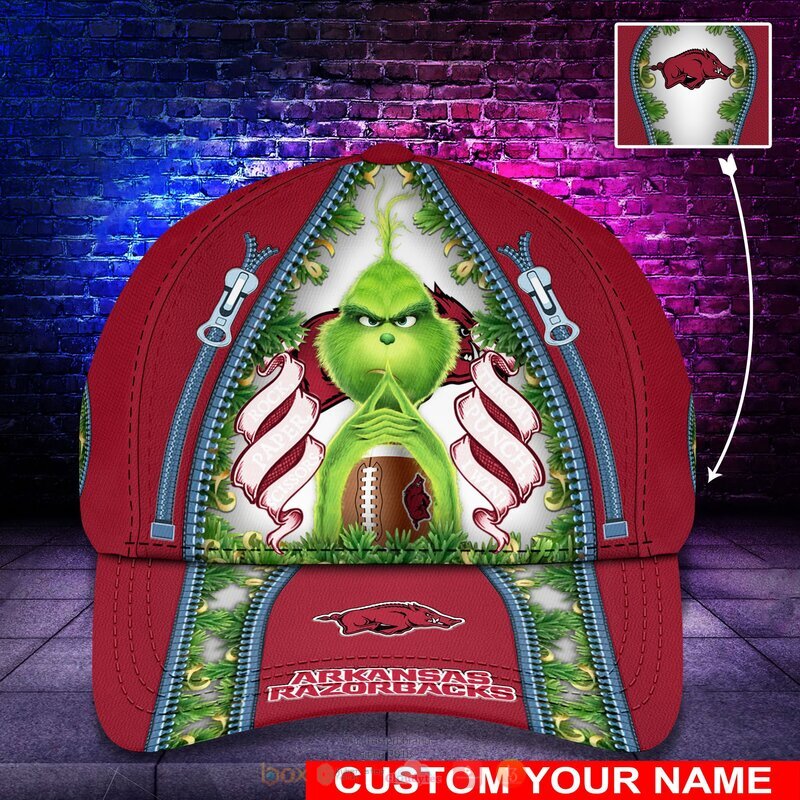 Personalized NCAA Arkansas Razorbacks The Grinch Cap