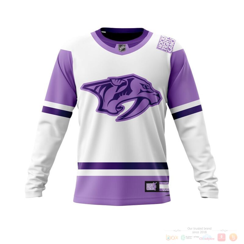 Personalized NHL Nashville Predators Fights Cancer 3d shirt hoodie 1 2 3 4