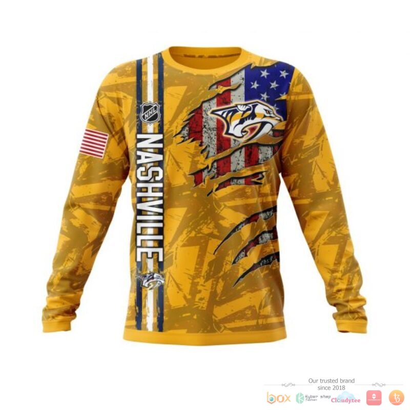 Personalized Nashville Predators With American Flag 3d shirt hoodie 1 2 3