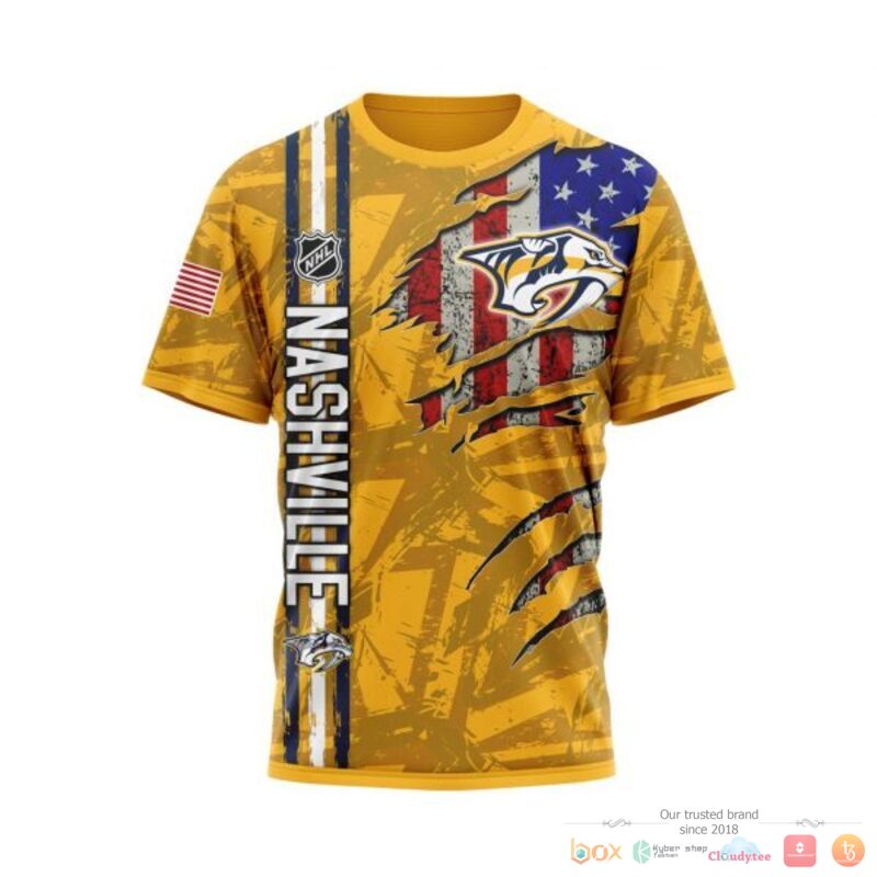 Personalized Nashville Predators With American Flag 3d shirt hoodie 1 2 3 4 5
