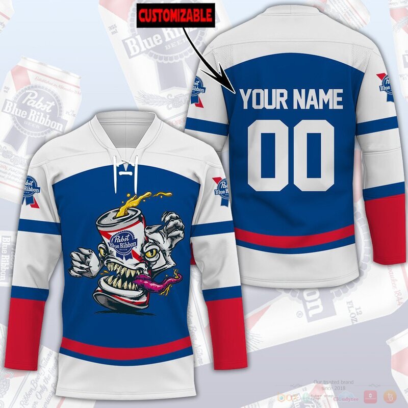 Personalized Pabst Blue Ribbon Hockey Jersey