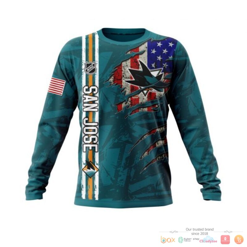 Personalized San Jose Sharks With American Flag 3d shirt hoodie 1 2 3