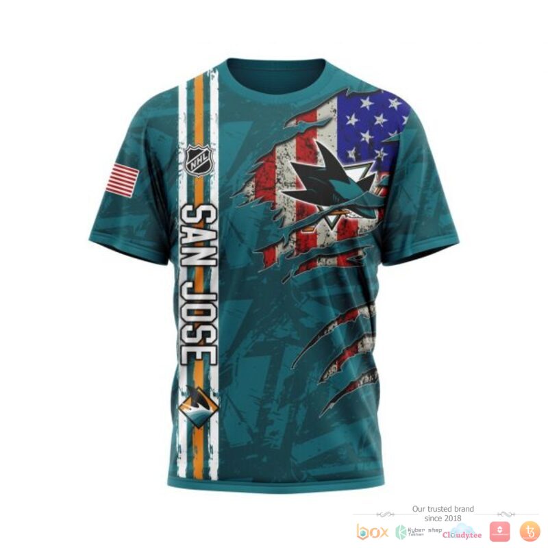 Personalized San Jose Sharks With American Flag 3d shirt hoodie 1 2 3 4 5