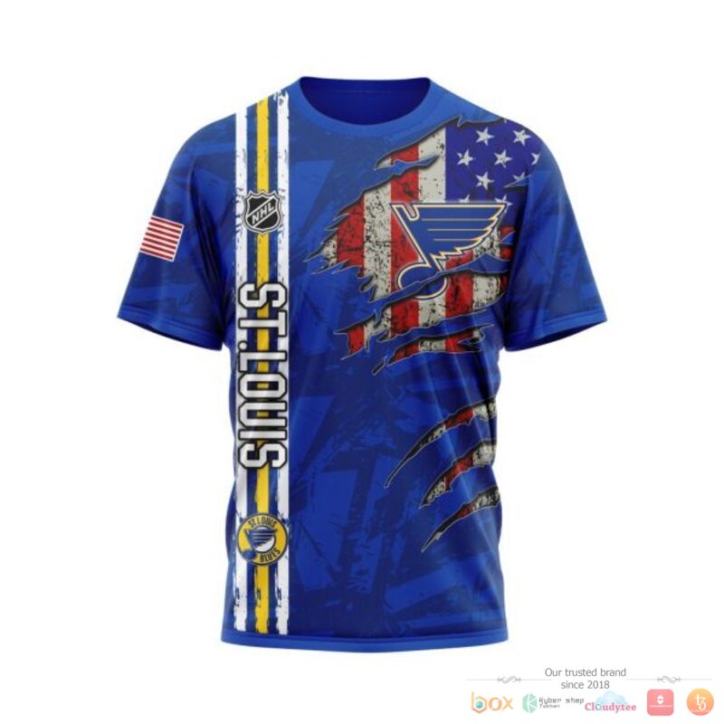 Personalized St. Louis Blues With American Flag 3d shirt hoodie 1 2 3 4 5