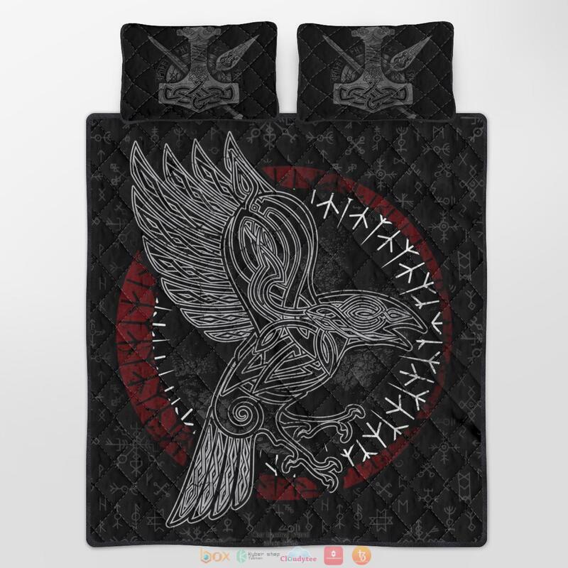 Raven Rune Viking Quilt Bedding Set 1