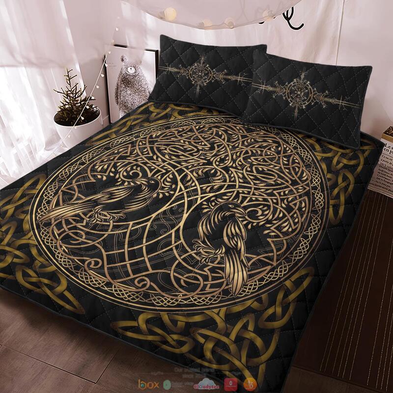 Raven Yggdrasil Viking Quilt Bedding Set 1