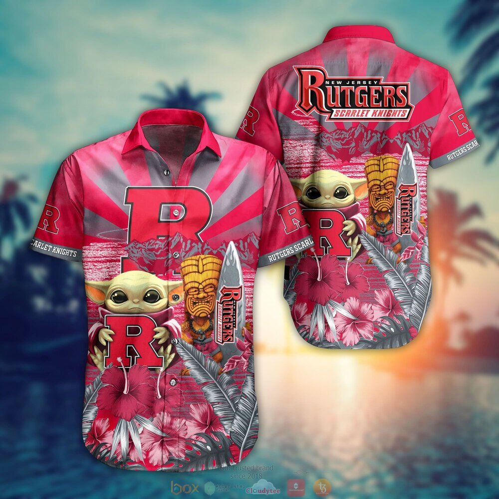 Rutgers Scarlet Knights NCAA Baby Yoda Hawaiian Shirt Shorts