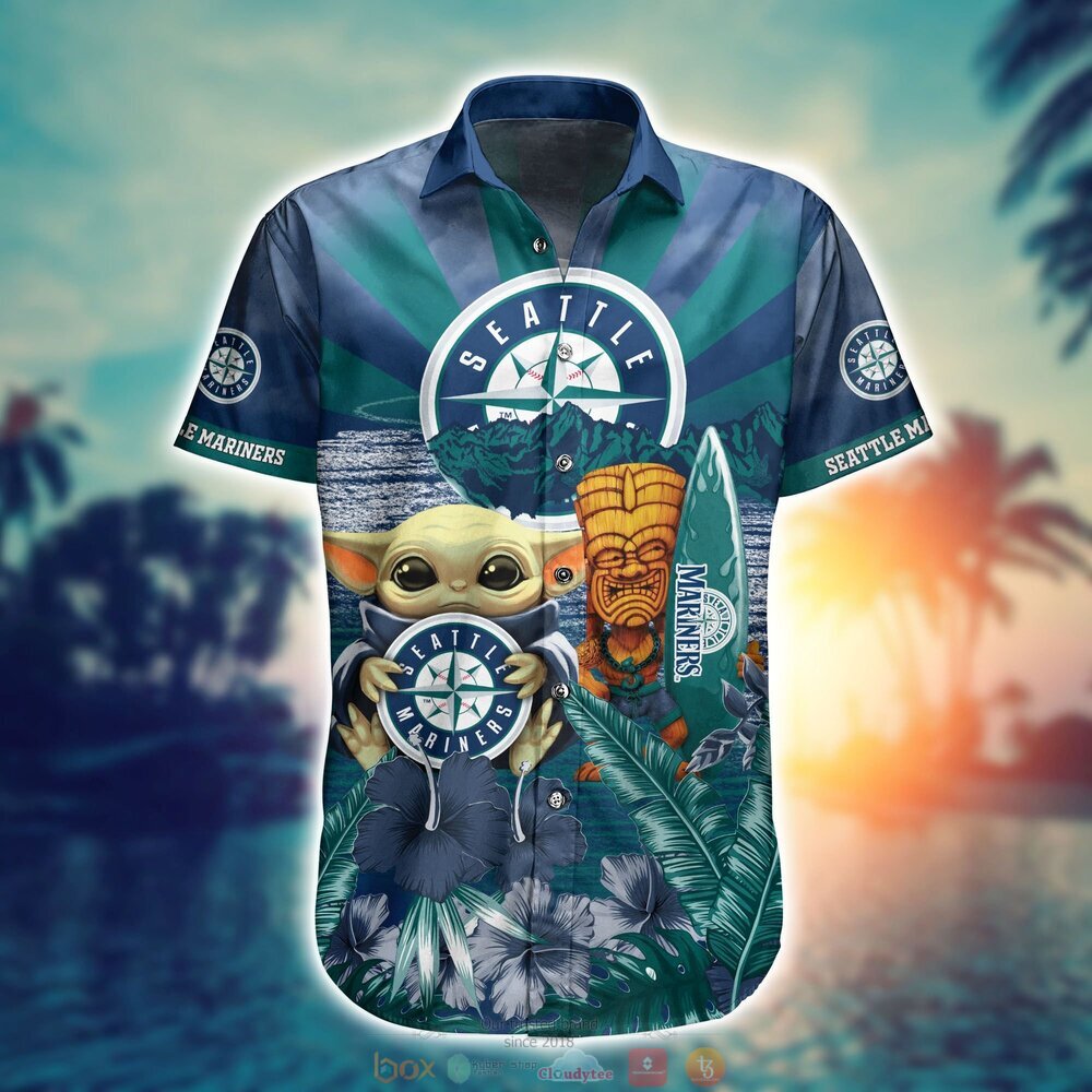 Seattle Mariners MLB Baby Yoda Hawaiian Shirt Shorts 1