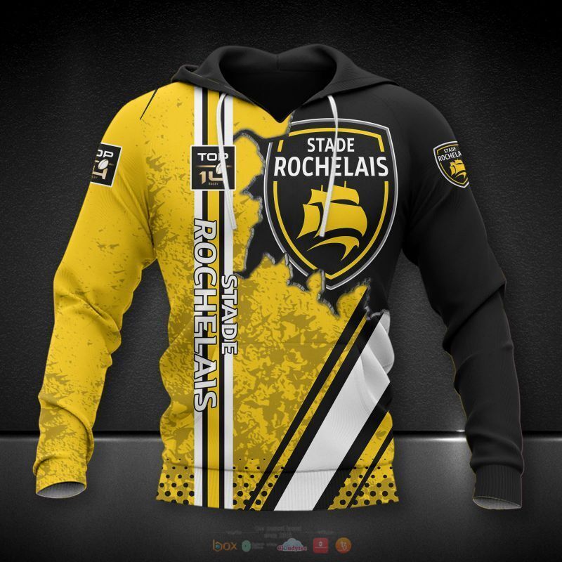 Stade Rochelais yellow 3d shirt hoodie