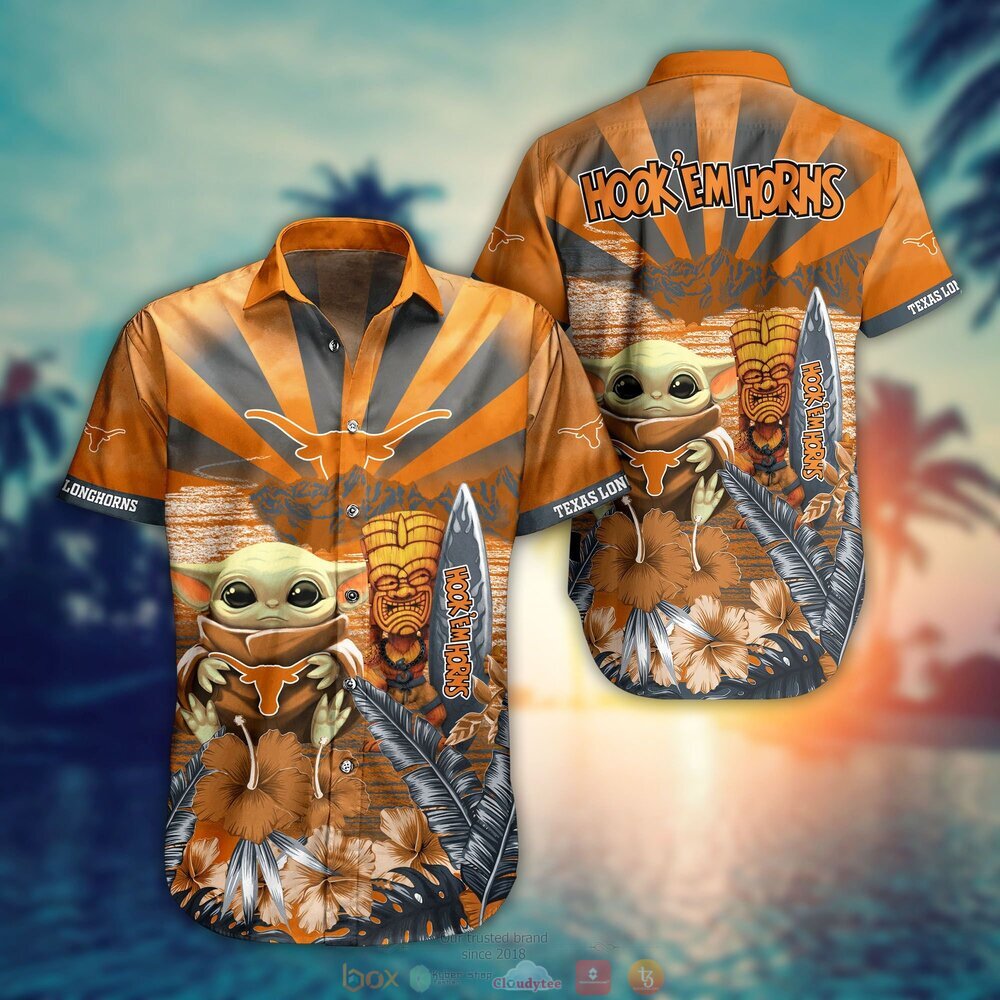 Texas Longhorns NCAA Baby Yoda Hawaiian Shirt Shorts