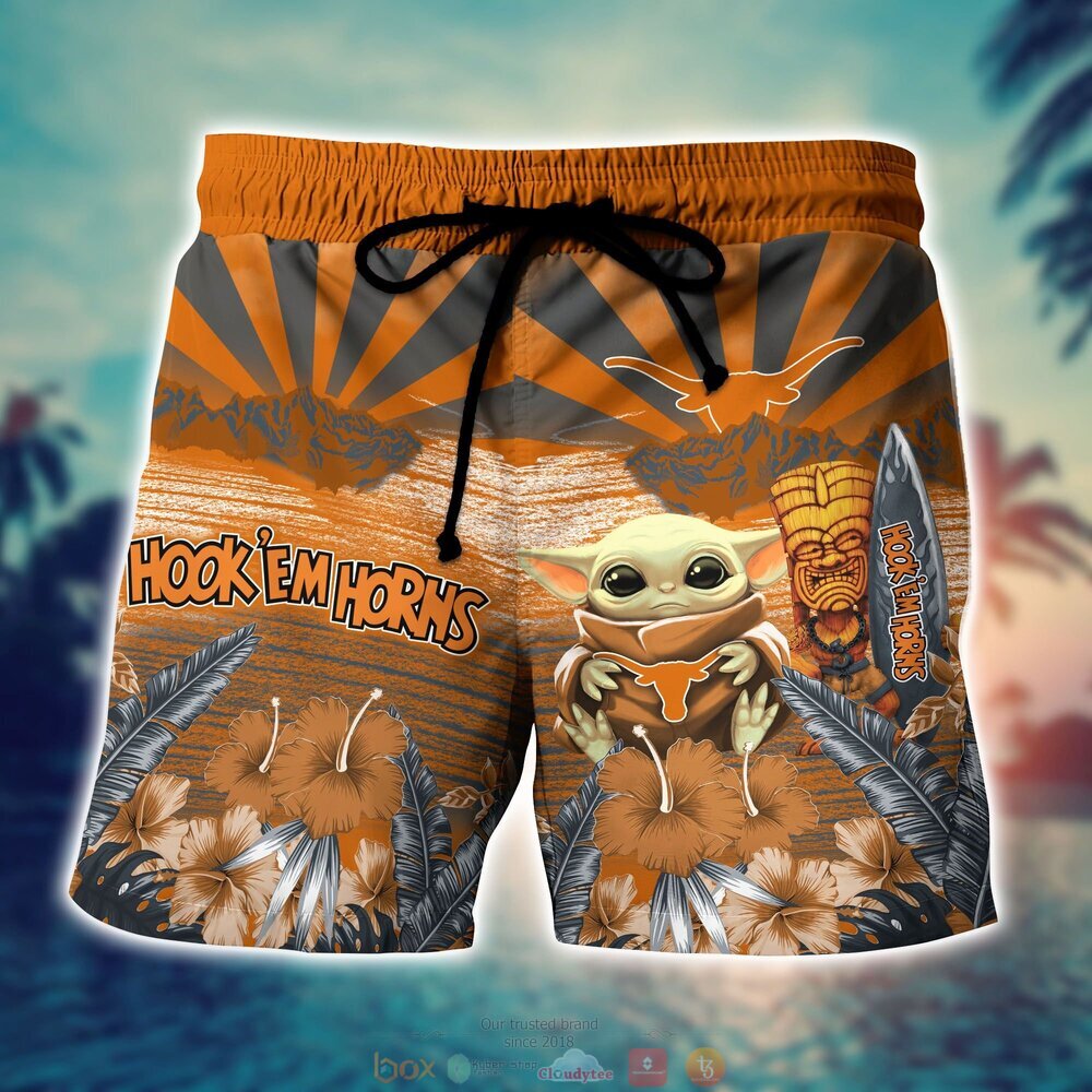 Texas Longhorns NCAA Baby Yoda Hawaiian Shirt Shorts 1 2 3