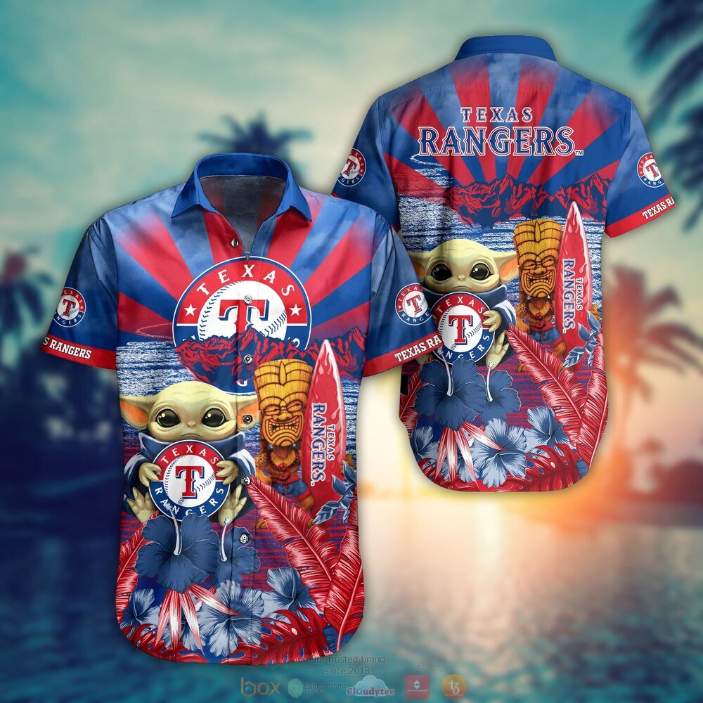 Texas Rangers MLB Baby Yoda Hawaiian Shirt Shorts