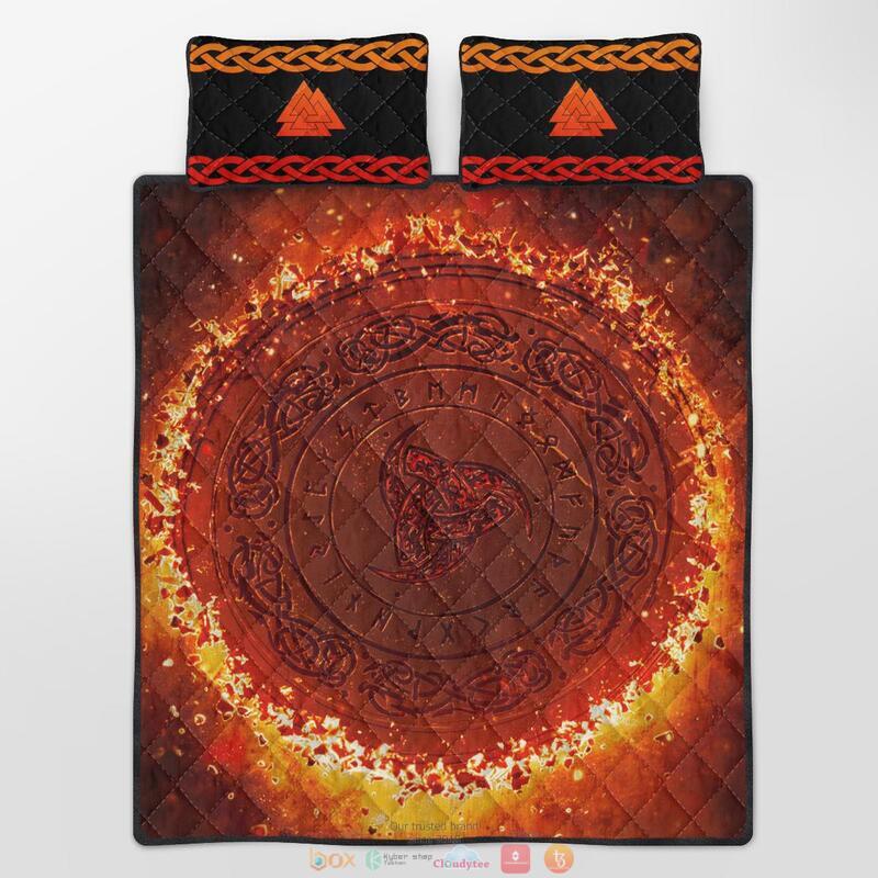 Vegvisir Valknut Fire Quilt Bedding Set