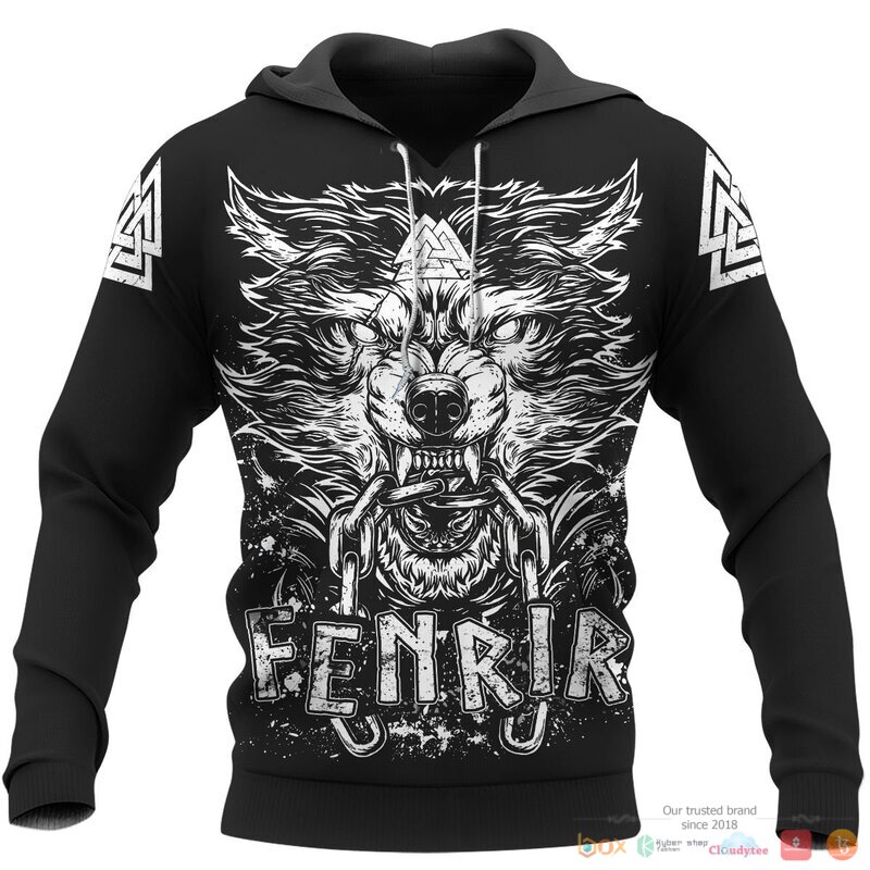 Viking Fenrir Vegvisir Black 3d shirt Hoodie