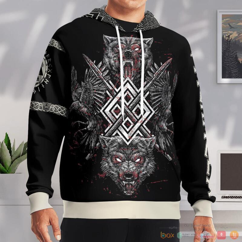 Viking Fenrir Wolf And Raven 3d shirt Hoodie 1 2 3 4 5
