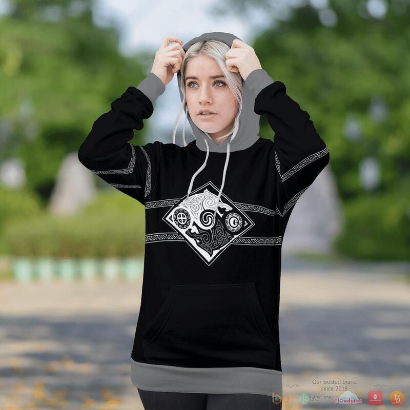 Viking Hati and Skoll Valknut Shield 3d shirt Hoodie 1 2 3 4