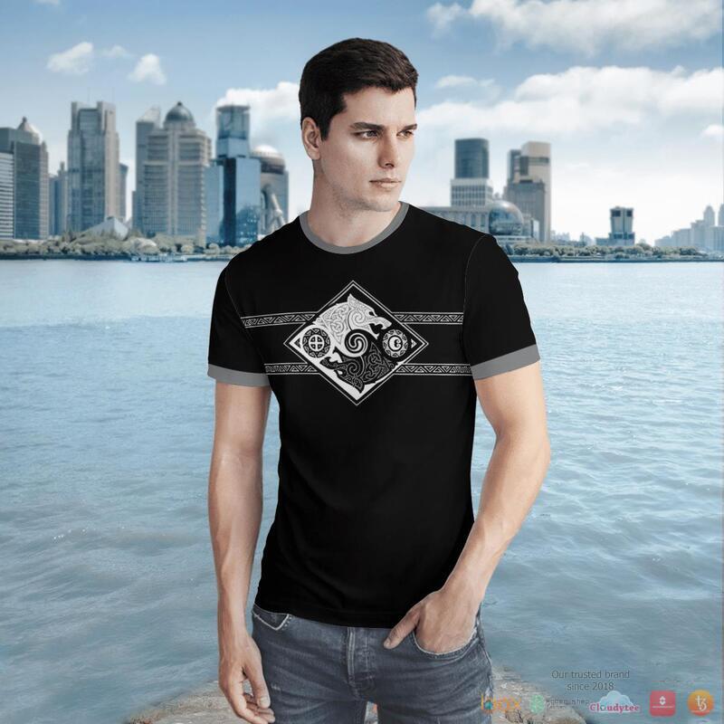 Viking Hati and Skoll Valknut Shield 3d shirt Hoodie 1 2 3 4 5