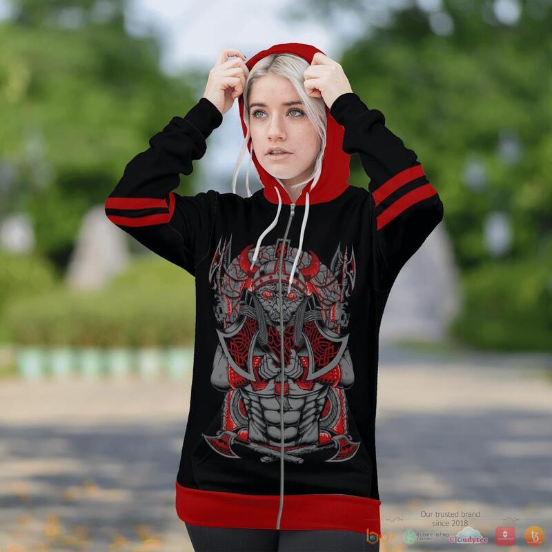 Viking JORMUNGAND Son of Loki and Angrboda red 3d shirt Hoodie 1 2 3 4 5