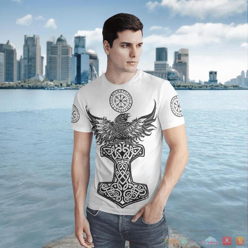 Viking Raven Hammer Vegvisir Yggdrasil 3d shirt Hoodie 1 2 3 4 5