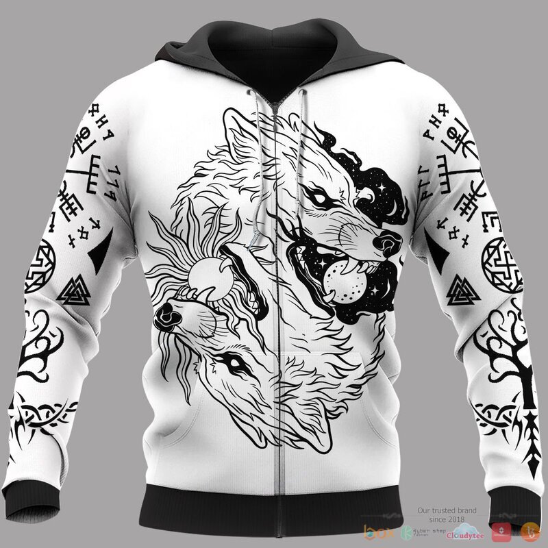 Viking The Sons of Fenrir Hati and Skoll 3d shirt Hoodie 1 2