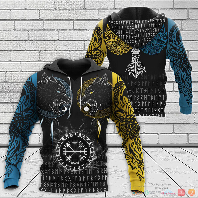 Viking The Sons of Fenrir Skoll and Hati Raven 3d shirt Hoodie 1 2 3 4