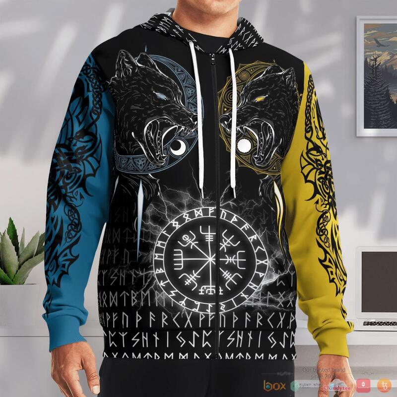 Viking The Sons of Fenrir Skoll and Hati Raven 3d shirt Hoodie 1 2 3 4 5