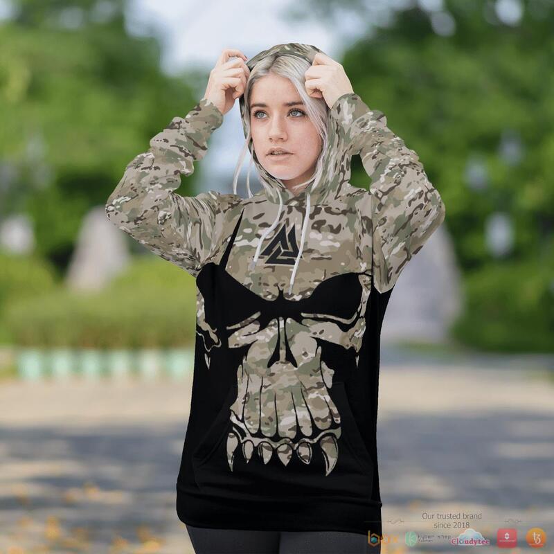 Viking Valknut Skull With Camo 3d shirt Hoodie 1 2 3 4 5