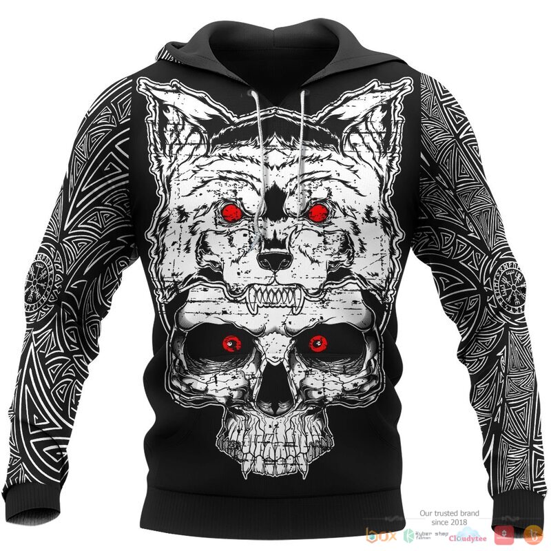 Viking Wolf Raven 3d shirt Hoodie