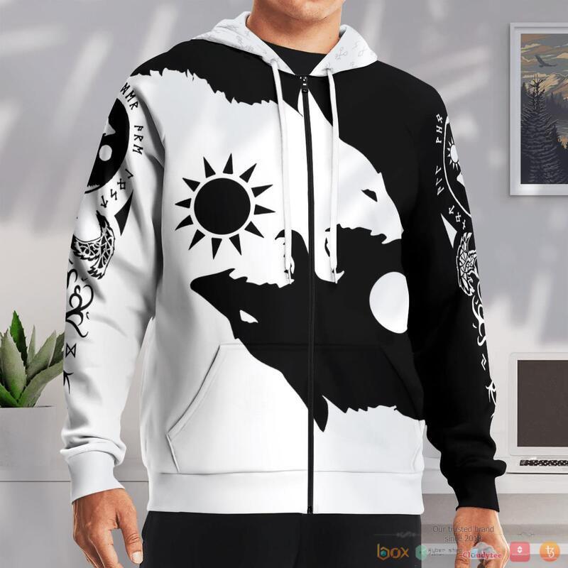 Viking Ying Yang Wolf Skoll and Hati 3d shirt Hoodie 1 2 3 4 5 6