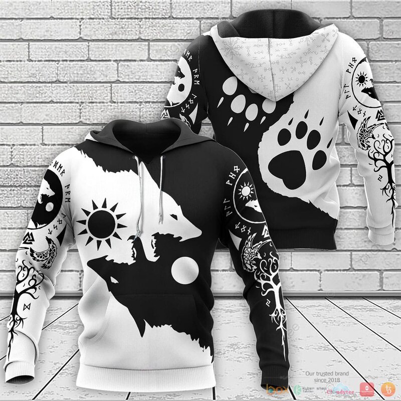 Viking Ying Yang Wolf Skoll and Hati 3d shirt Hoodie 1 2 3 4 5 6 7 8 9 10