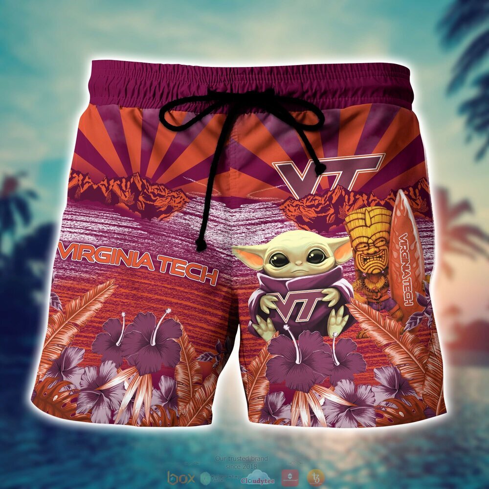 Virginia Tech Hokies NCAA Baby Yoda Hawaiian Shirt Shorts 1 2 3