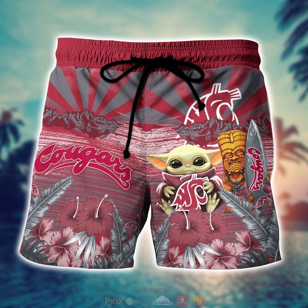 Washington State Cougars NCAA Baby Yoda Hawaiian Shirt Shorts 1 2 3