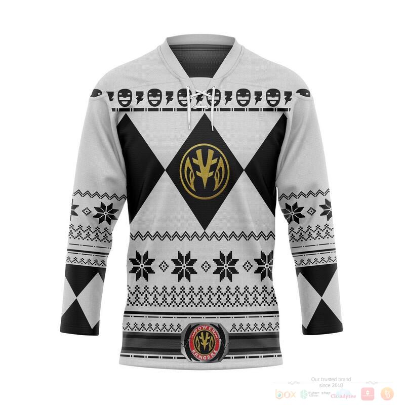 White Mighty Morphin Power Rangers Hockey Jersey