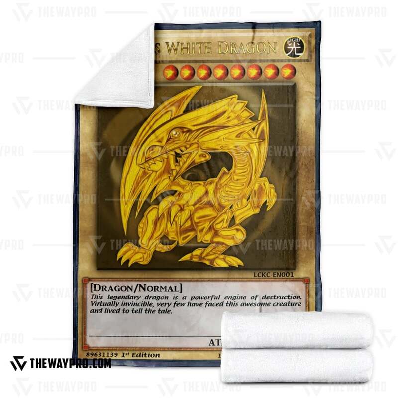 Yu Gi Oh Golden Blue Eyes White Dragon Card Blanket 1 2 3