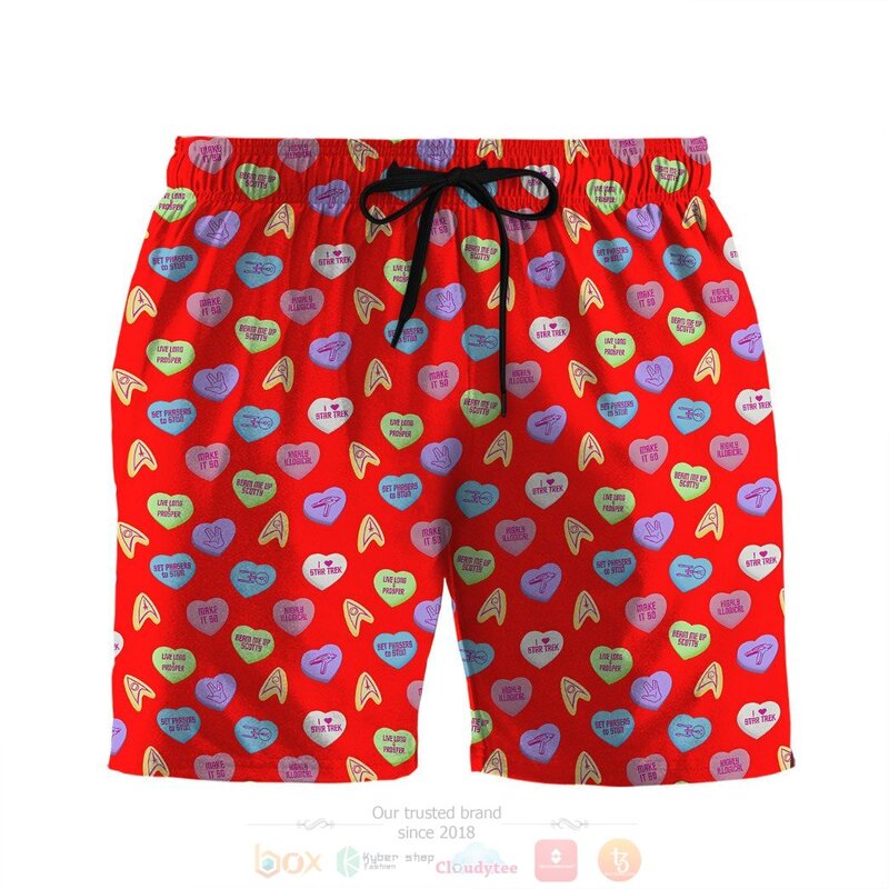 3D Happy Star Valentine Trek Day Red Version Hawaiian Shirt Short 1