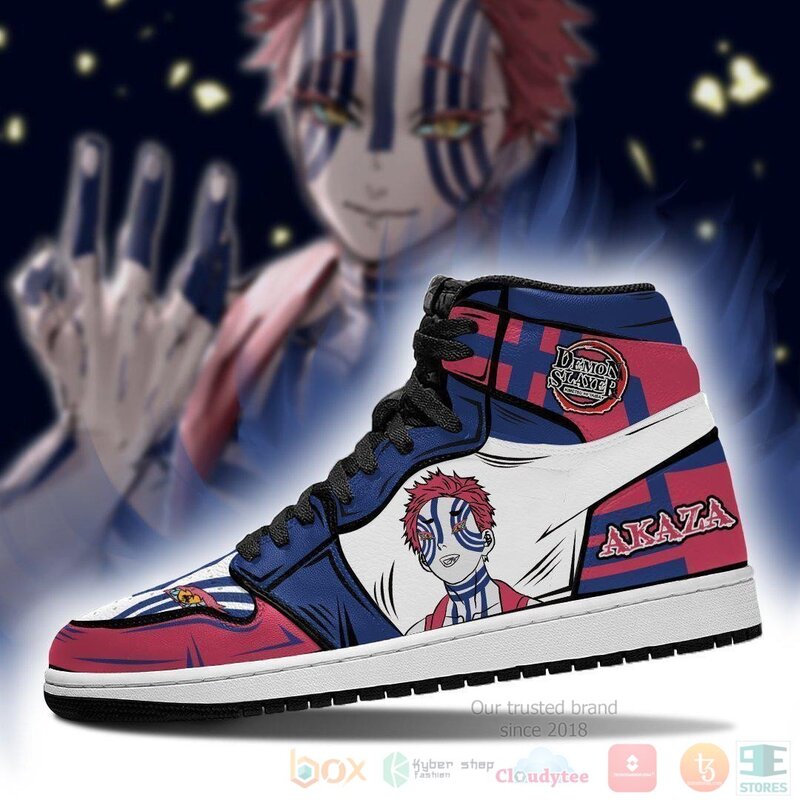 Akaza Sneakers Custom Anime Demon Slayer Air Jordan High Top Shoes 1 2