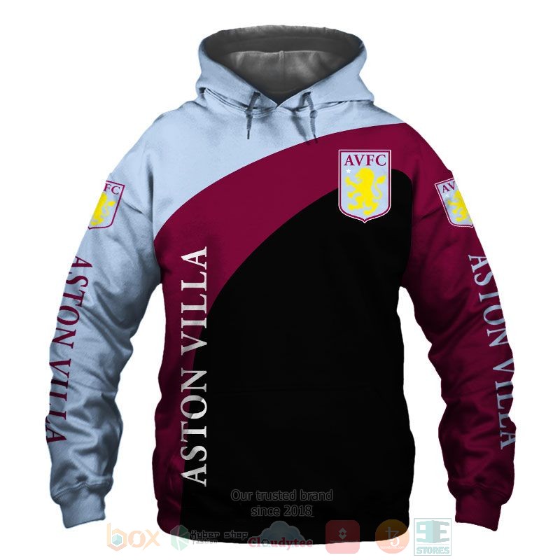 Aston Villa FC red black 3D shirt hoodie