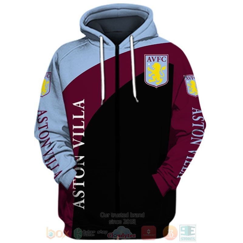 Aston Villa FC red black 3D shirt hoodie 1 2 3 4 5 6 7 8 9 10 11 12 13 14