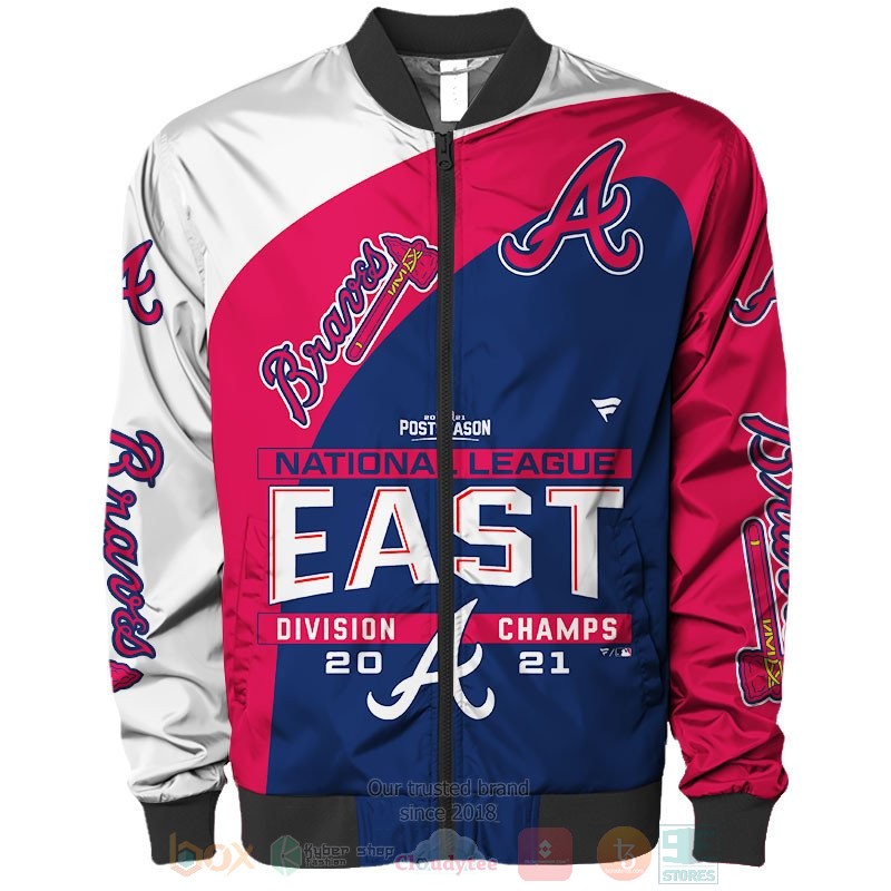 Atlanta Braves NL East Division Champions 2021 white red blue 3D shirt hoodie 1 2 3 4 5 6 7 8 9 10 11 12 13 14 15 16 17