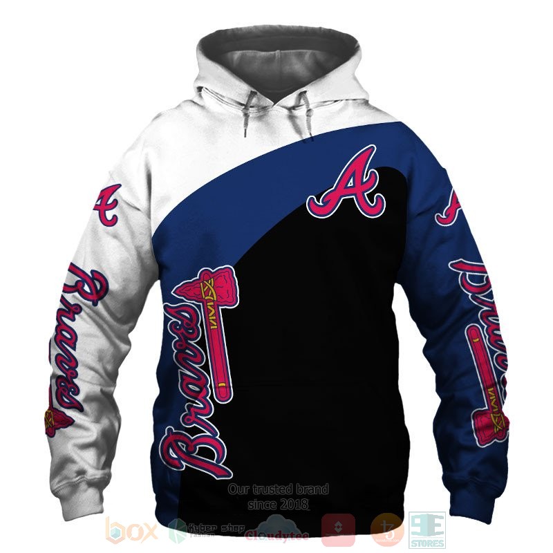 Atlanta Braves white blue black 3D shirt hoodie