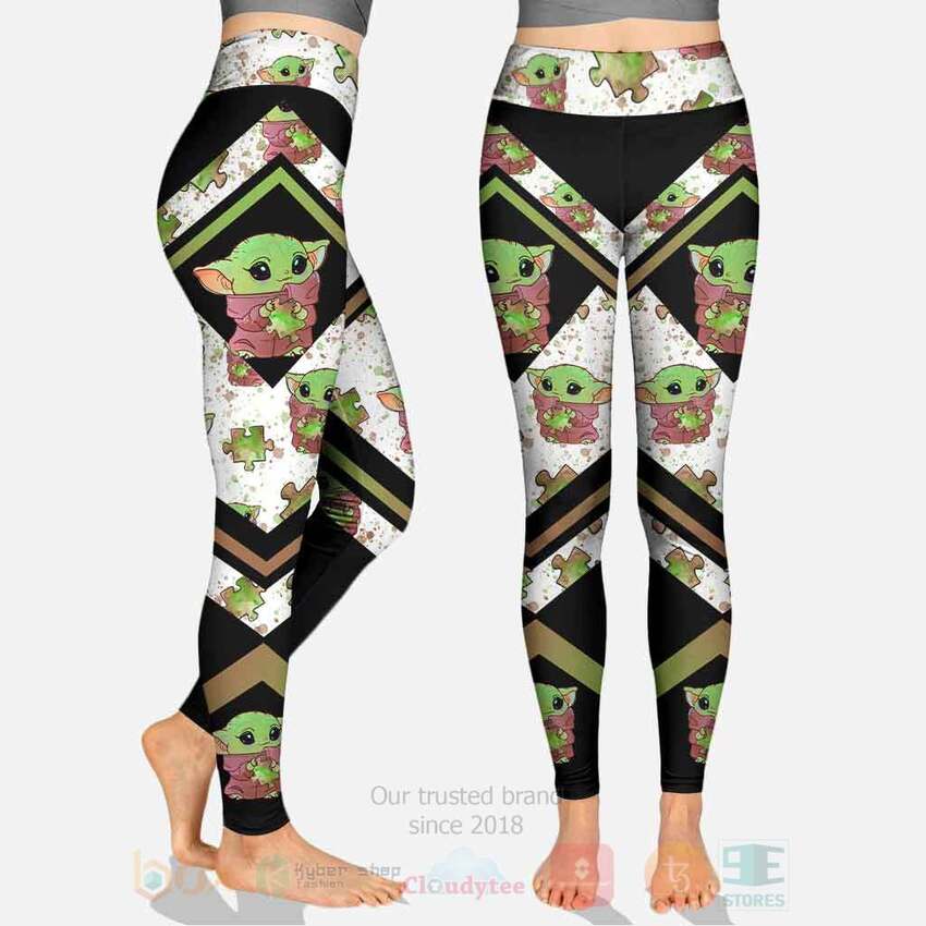 Baby Yoda Be You The World Will Adjust Autism Awareness Custom Name 3D Hoodie Leggings 1 2